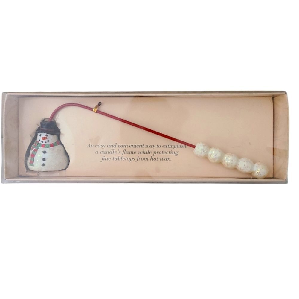 vintage christmas holiday 1998 boston warehouse snowman candle snuffer